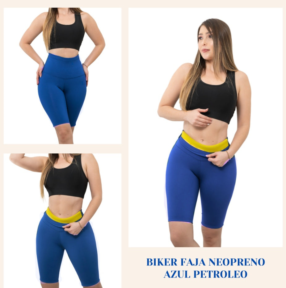 BIKER LEGGINS FAJA NEOPRENO AZUL PETROLE
